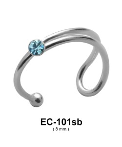 Blue Stone Circular Ear Cuff EC-101b